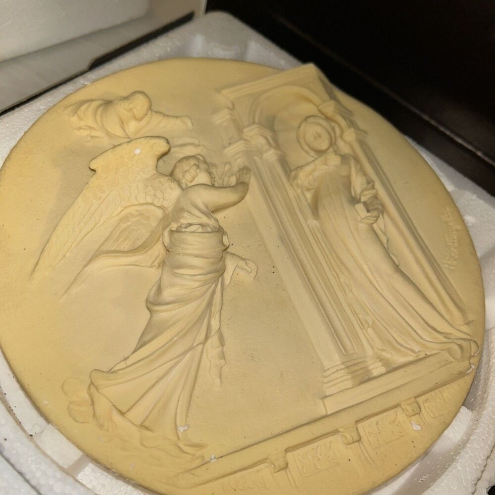 Studio Dante Volteradici Alabaster Plate The Annunciation 1985 Italy Box
